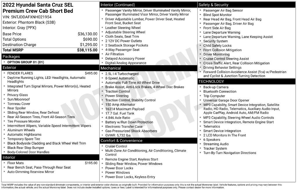 2022 Hyundai Santa Cruz SEL Premium