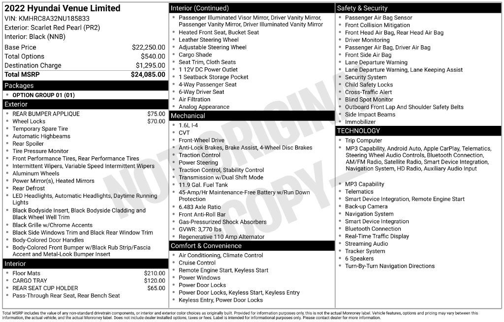 2022 Hyundai Venue Limited