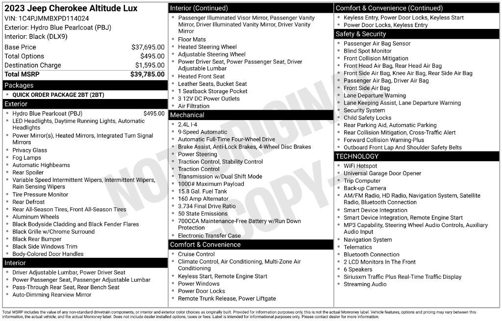 2023 Jeep Cherokee Altitude Lux 4x4