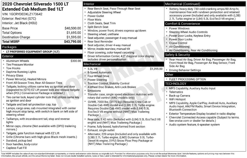 2020 Chevrolet Silverado 1500 4WD Double Cab Standard Bed LT