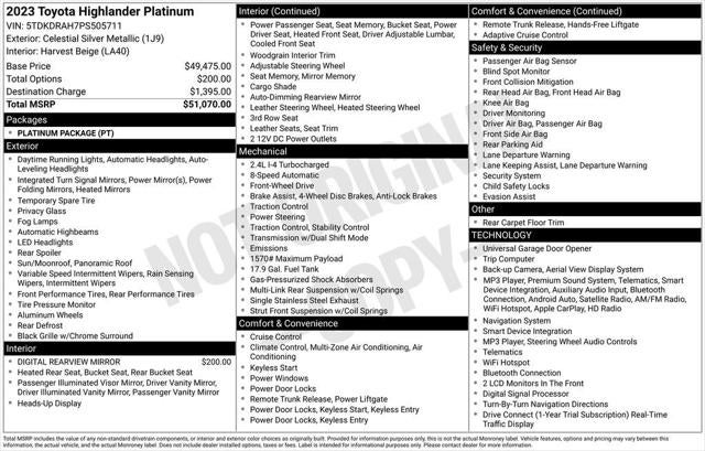 2023 Toyota Highlander Platinum