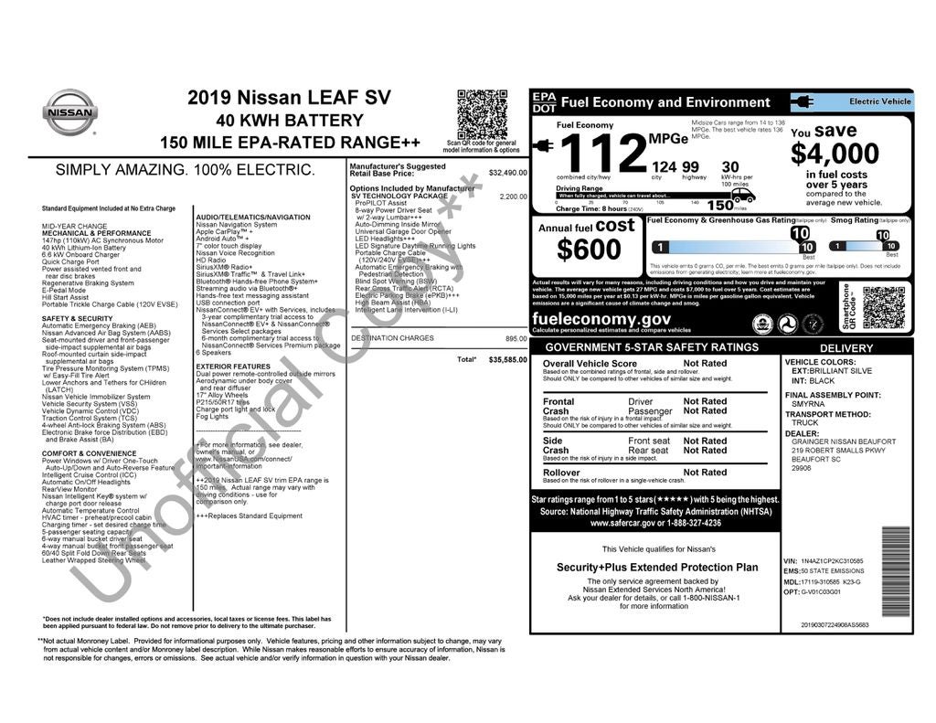 2019 Nissan Leaf SV