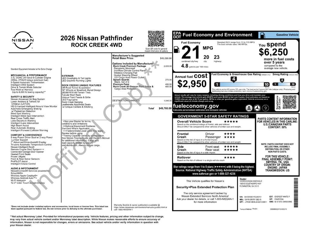 2026 Nissan Pathfinder Rock Creek