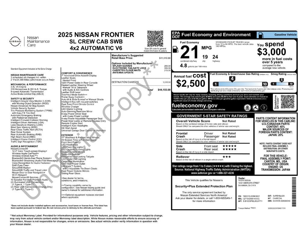 2025 Nissan Frontier Crew Cab SL