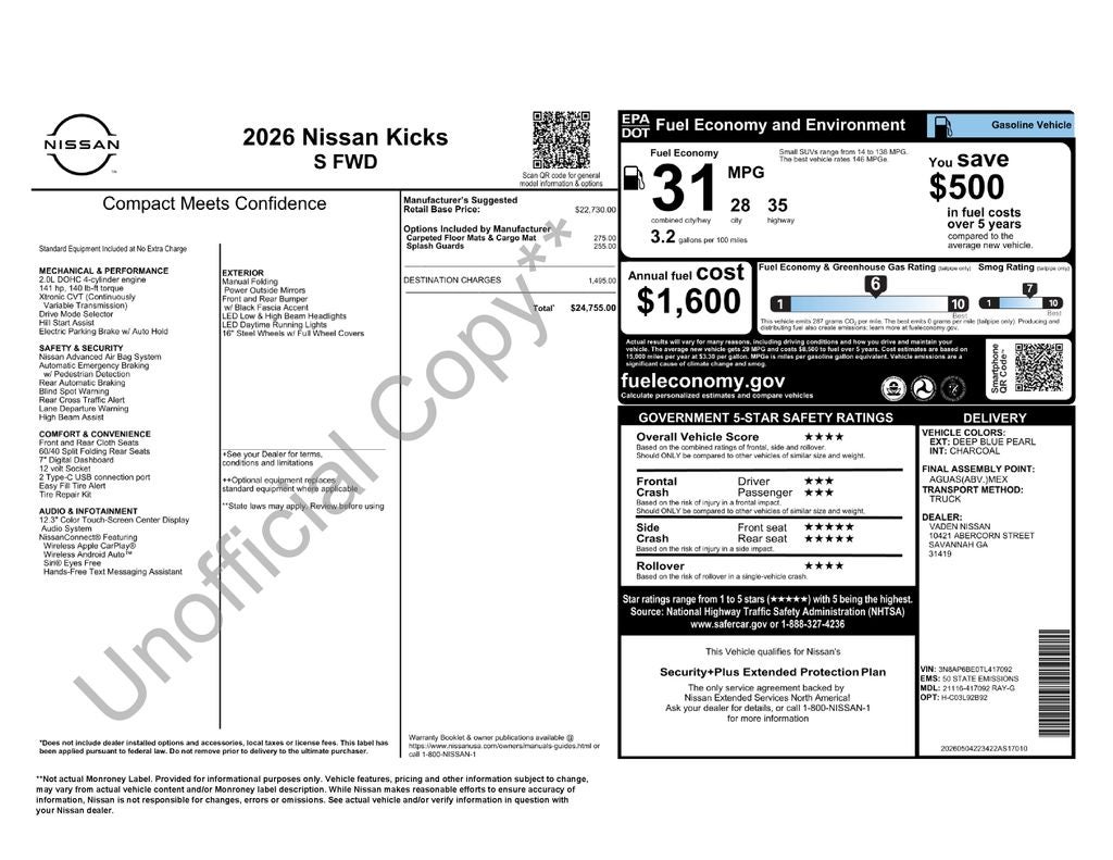 2026 Nissan Kicks S