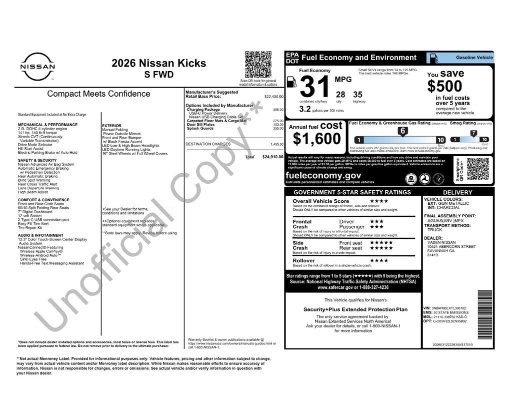 2026 Nissan Kicks S