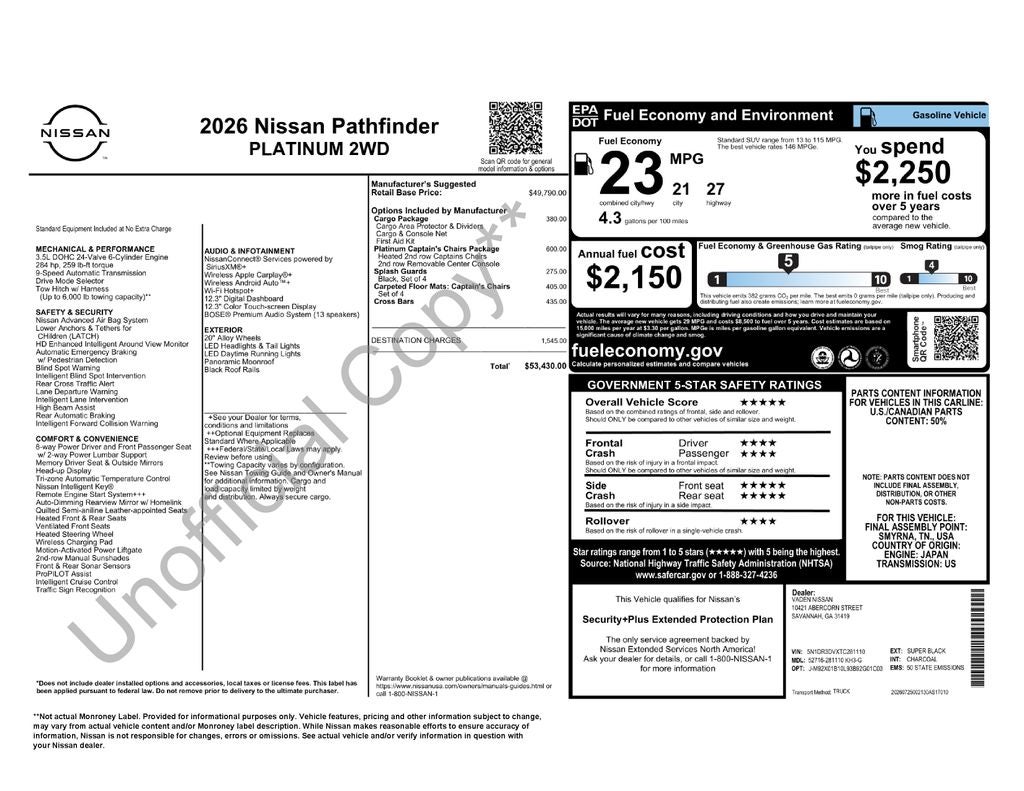 2026 Nissan Pathfinder Platinum
