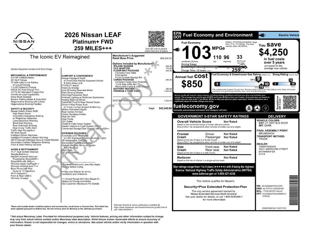 2026 Nissan LEAF Platinum+