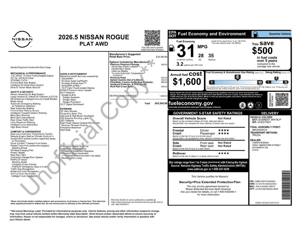 2026 Nissan Rogue Platinum
