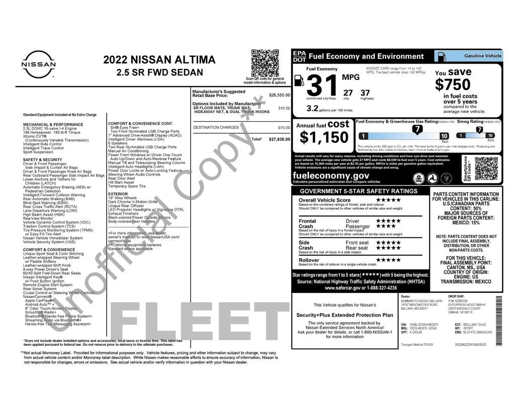 2022 Nissan Altima SR FWD