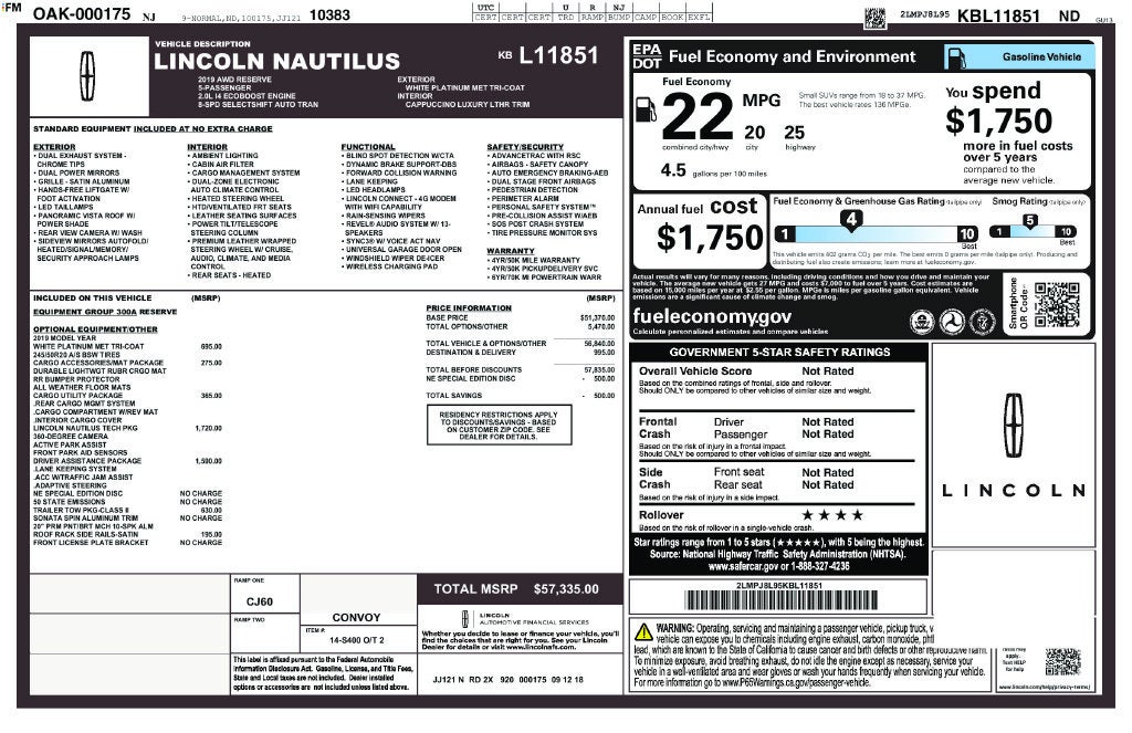 2019 Lincoln Nautilus Reserve