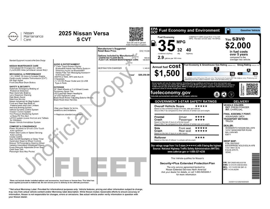 2025 Nissan Versa 1.6 S