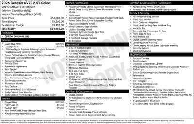 2026 Genesis GV70 2.5T Select